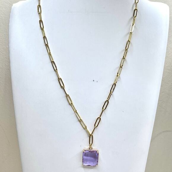 NEW Necklace Purple Amethyst Faceted Glass Choker 18" 20" Necklace O26 - Picture 3 of 5